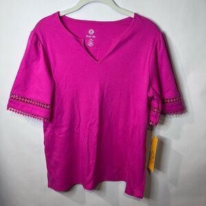 Ruby Rd. Short Sleeve Shirt Petite S. 100% Cotton NWT